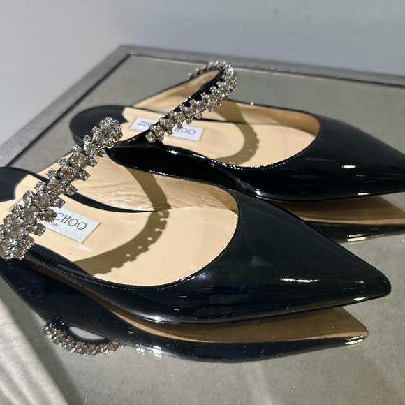 Elegant Jimmy Choo Black Flats NEW - Picture 5 of 11